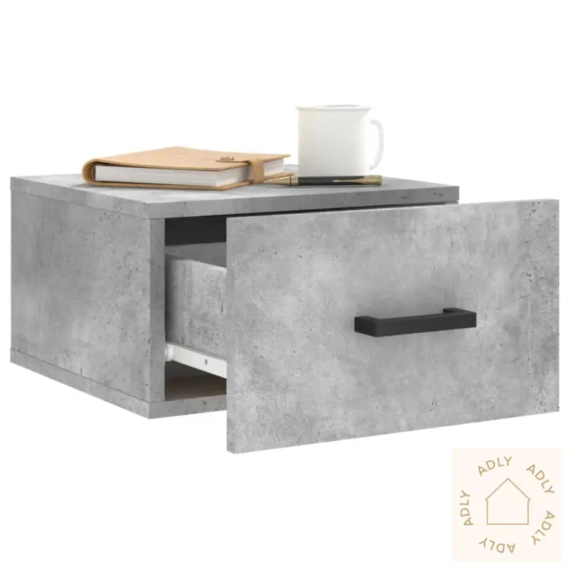 Veggmonterte Nattbord 2 Stk Betonggrå 35X35X20 Cm