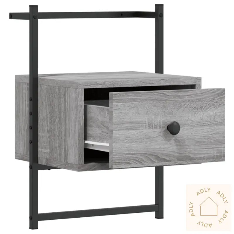 Nattbord Veggmontert Grå Sonoma 35X30X51 Cm Konstruert Tre