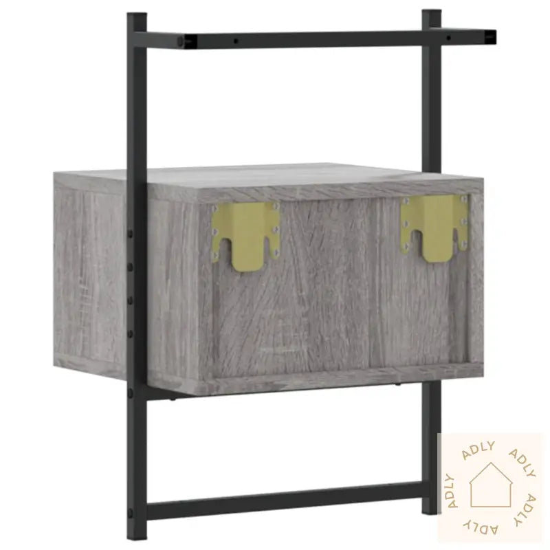 Nattbord Veggmontert Grå Sonoma 35X30X51 Cm Konstruert Tre