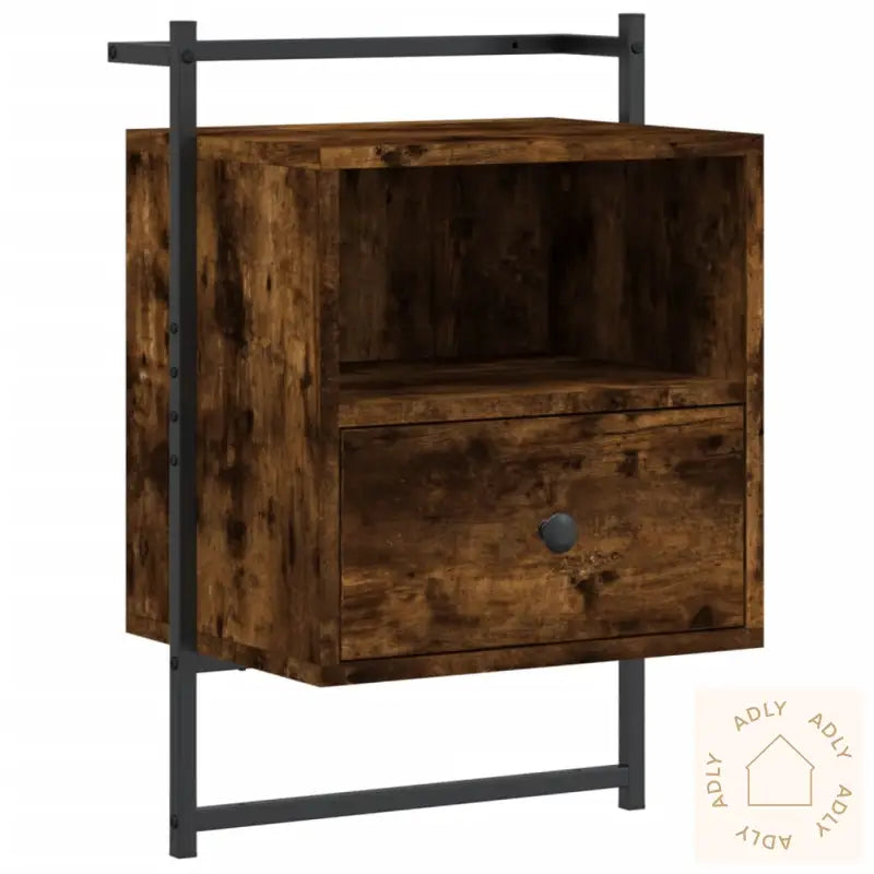Nattbord Veggmontert 2 Stk Røkt Eik 40X30X61 Cm Konstruert Tre