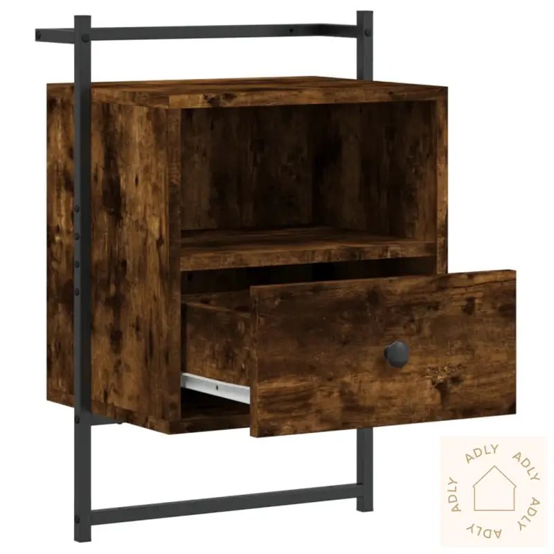 Nattbord Veggmontert 2 Stk Røkt Eik 40X30X61 Cm Konstruert Tre