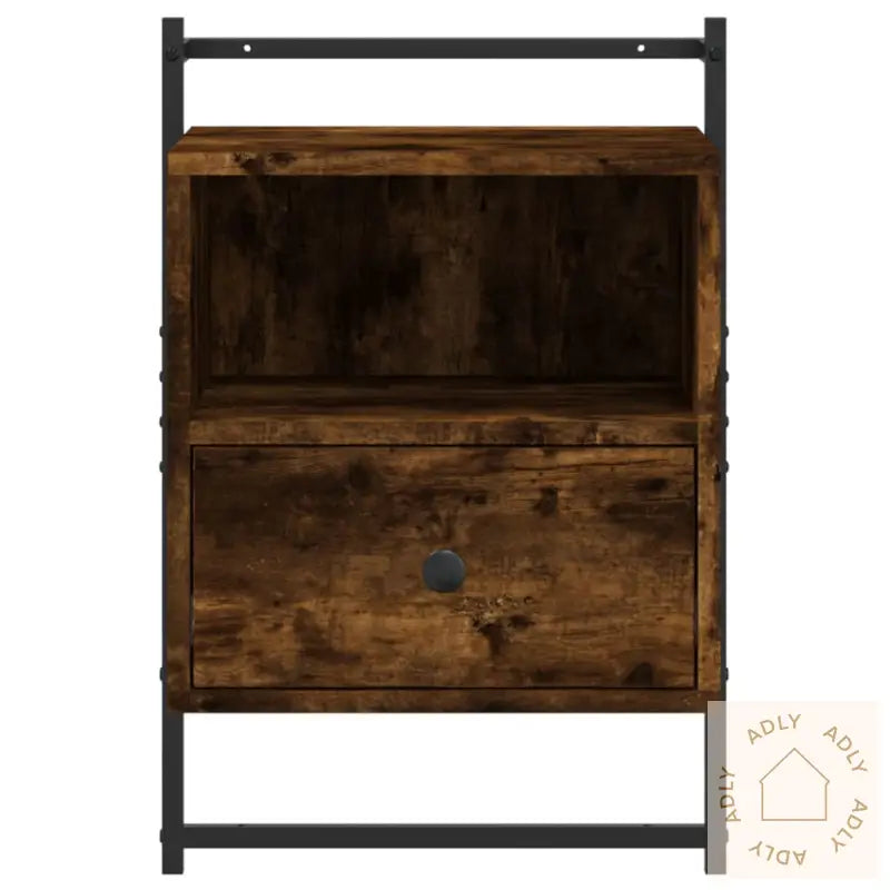 Nattbord Veggmontert 2 Stk Røkt Eik 40X30X61 Cm Konstruert Tre