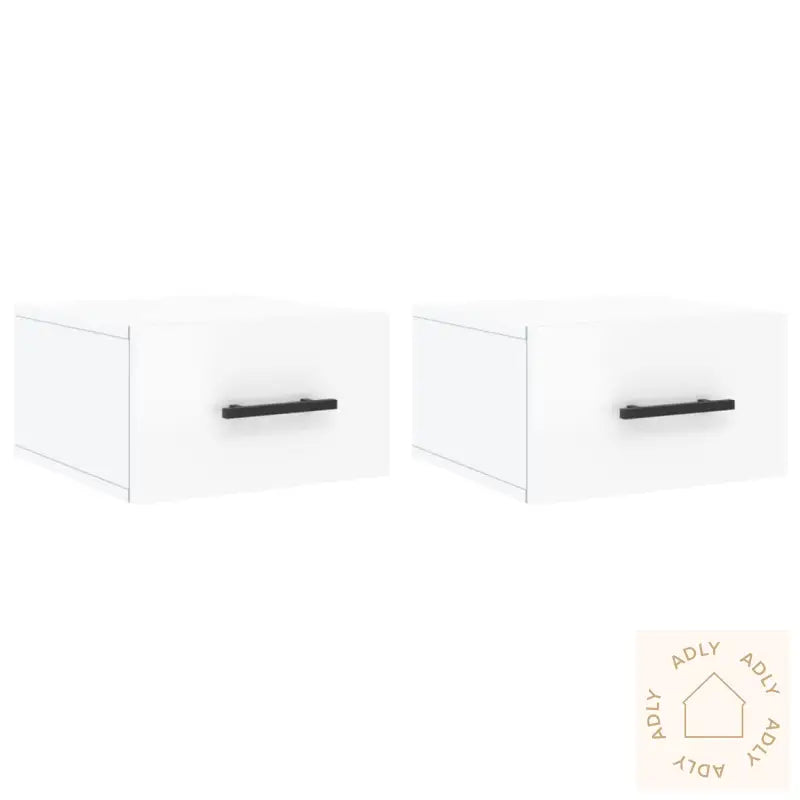 Veggmonterte Nattbord 2 Stk Høyglans Hvit 35X35X20 Cm