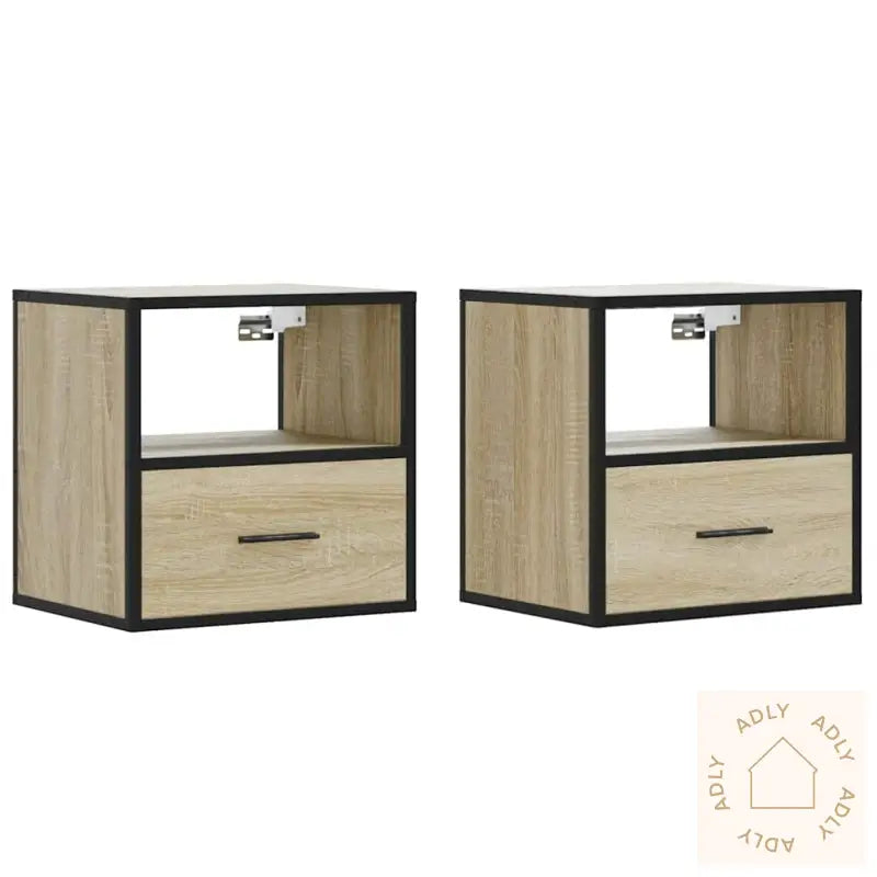 Veggmonterte Nattbord 2 Stk Sonoma Eik 40X31X39,5 Cm