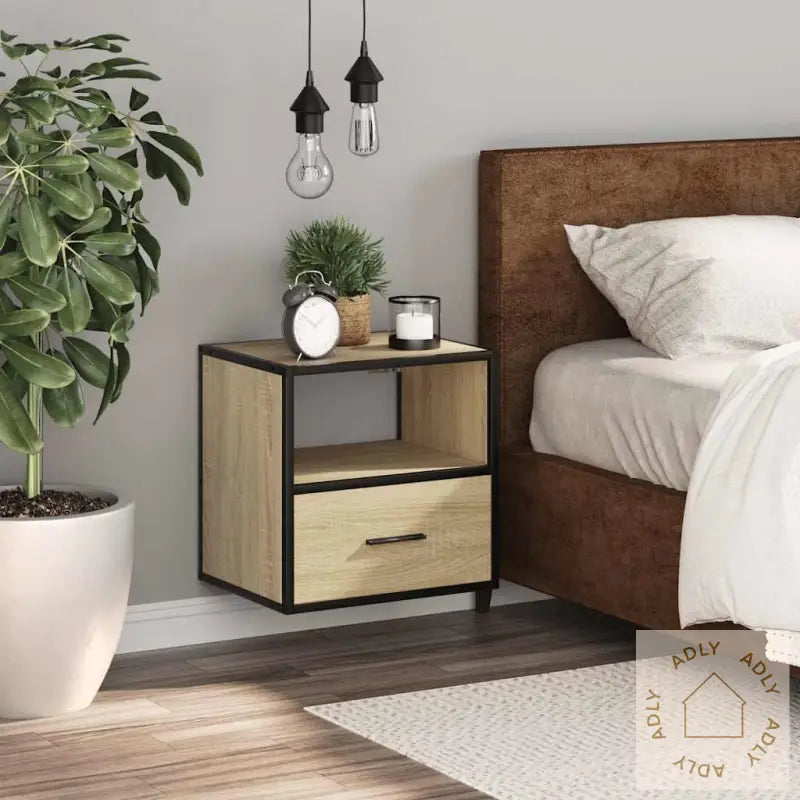 Veggmontert Nattbord Sonoma Eik 40X31X39,5 Cm
