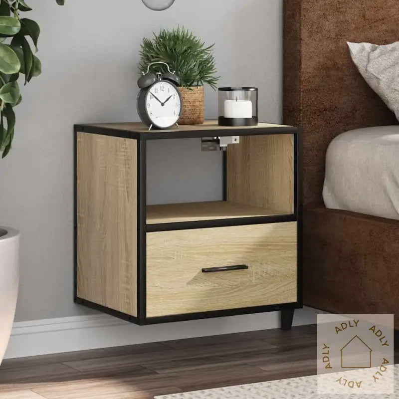 Veggmontert Nattbord Sonoma Eik 40X31X39,5 Cm