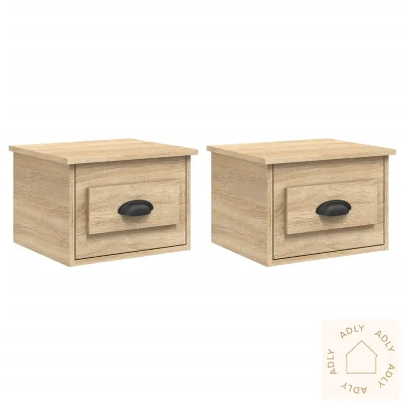 Veggmonterte Nattbord 2 Stk Sonoma Eik 41,5X36X28 Cm