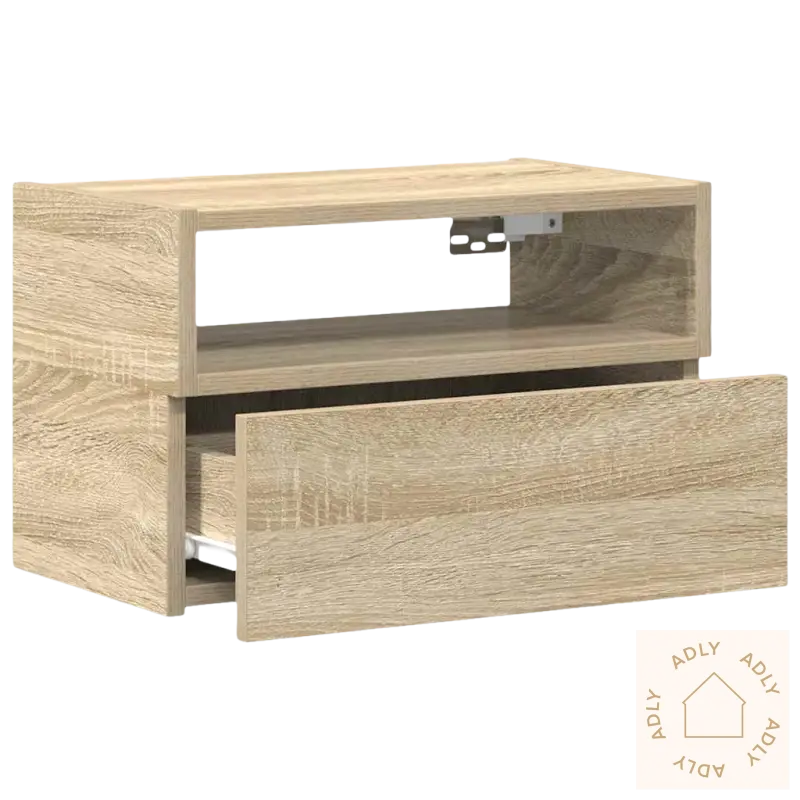 Vegghengt nattbord i Sonoma Eik med skuff, passer perfekt ved sengen