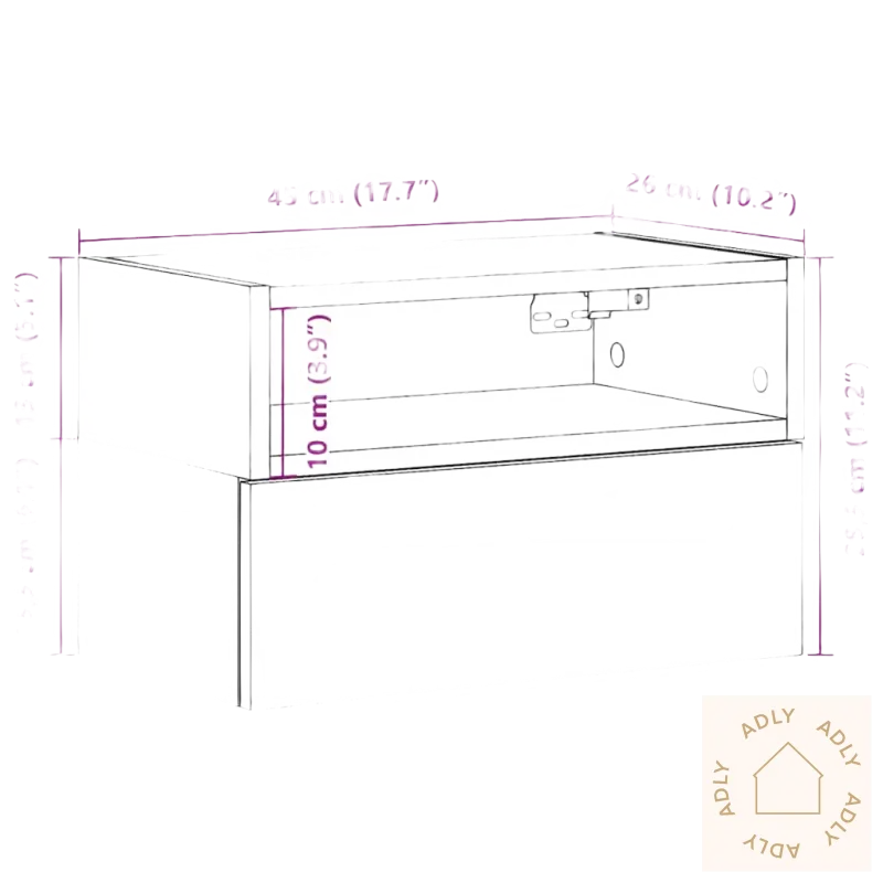 Dimensjonert vegghengt nattbord i sonoma eik som passer perfekt ved sengen