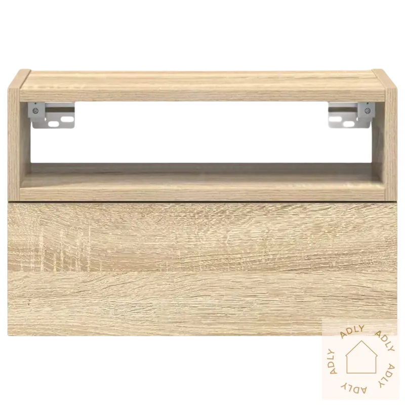 Vegghengt nattbord i sonoma eik, passer perfekt ved sengen, minimalistisk design