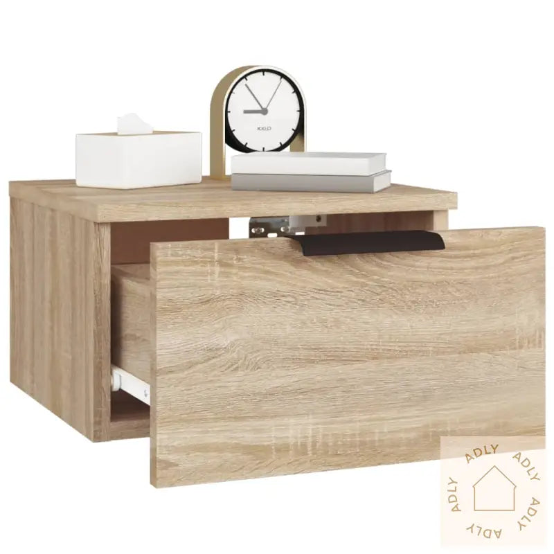 Veggmonterte Nattbord 2 Stk Sonoma Eik 34X30X20 Cm