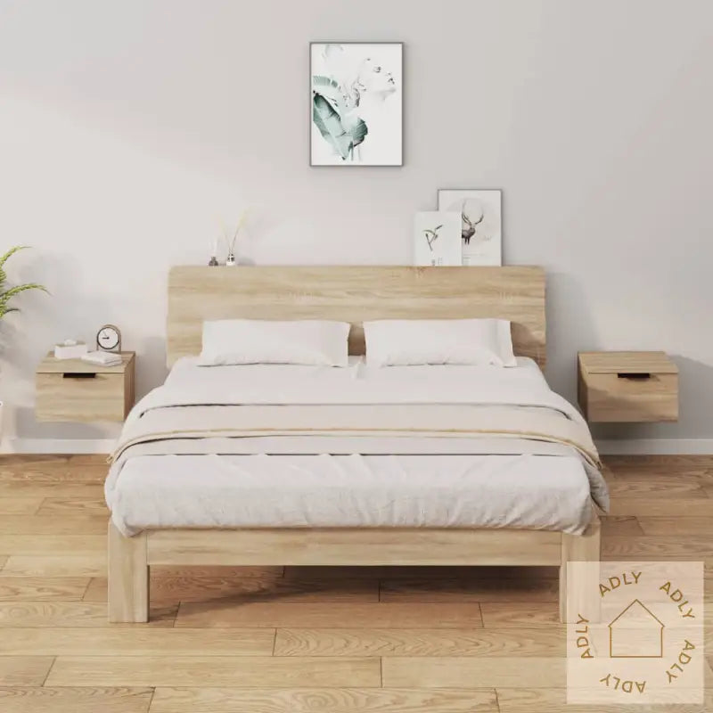 Veggmonterte Nattbord 2 Stk Sonoma Eik 34X30X20 Cm