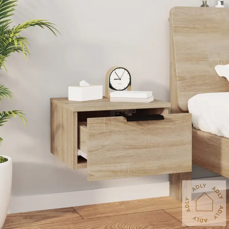 Veggmonterte Nattbord 2 Stk Sonoma Eik 34X30X20 Cm