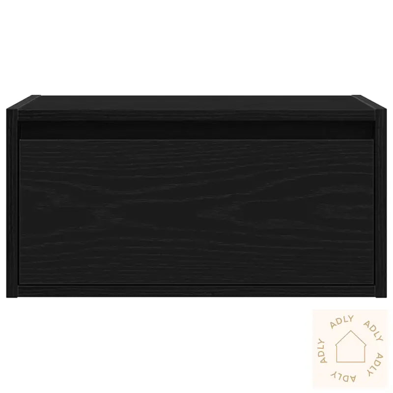 Vegghengt Nattbord Med Led-Lys Svart Eik