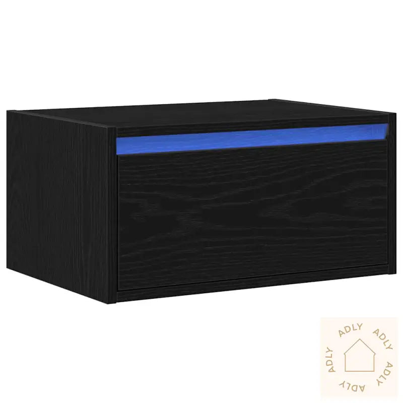 Vegghengt Nattbord Med Led-Lys Svart Eik