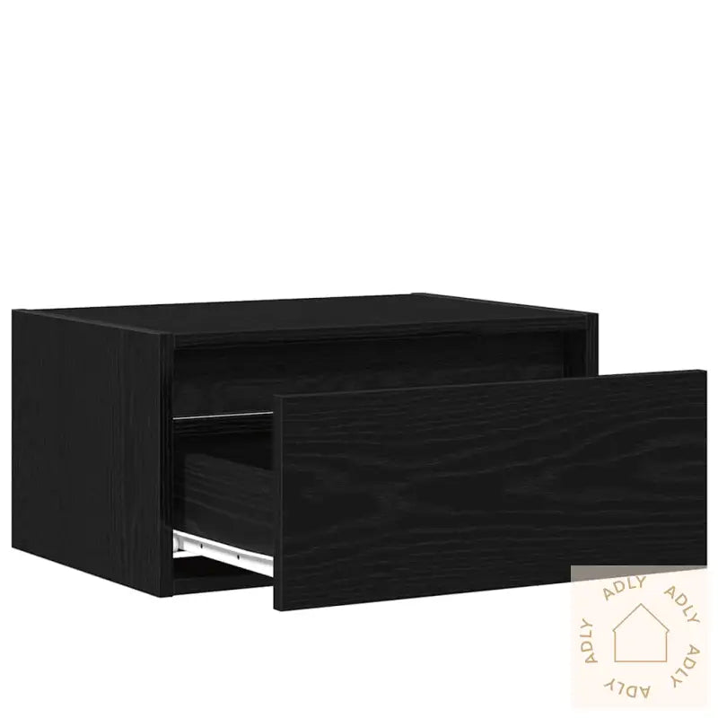 Vegghengt Nattbord Med Led-Lys Svart Eik