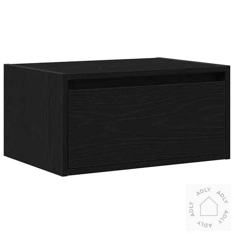 Vegghengt Nattbord Med Led-Lys Svart Eik