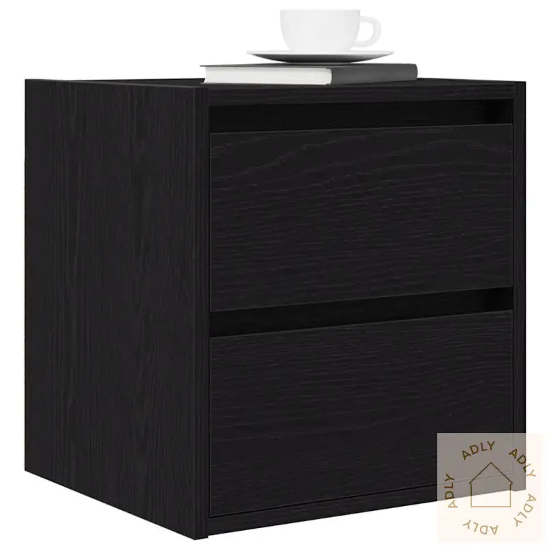 Veggmontert Nattbord Svart Eik 38X34X40 Cm