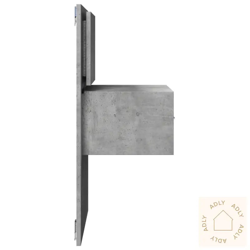 Vegghengt Nattbord Med Led-Lys Betonggrå