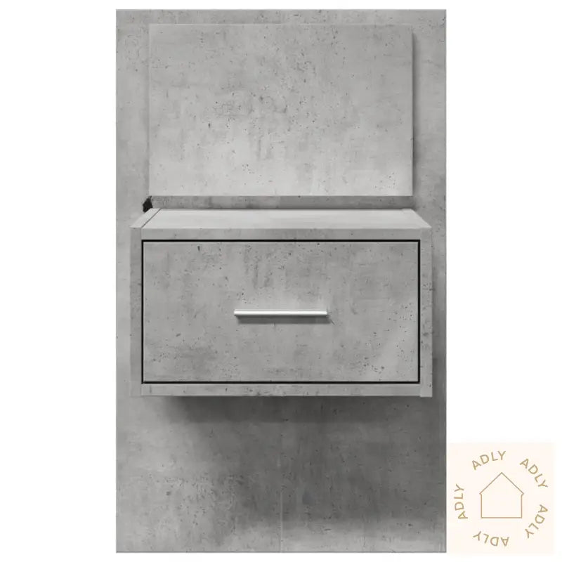 Vegghengt Nattbord Med Led-Lys Betonggrå