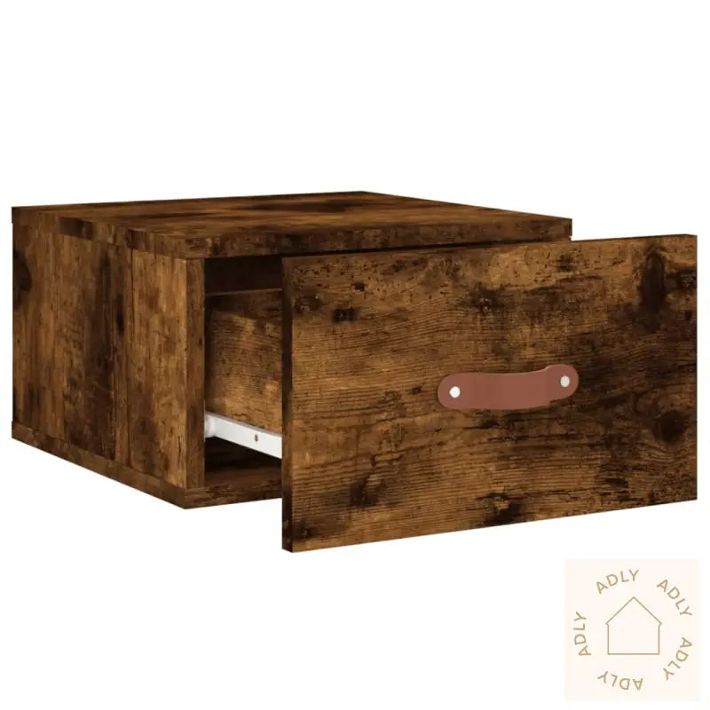 Veggmonterte Nattbord 2 Stk Røkt Eik 35X35X20 Cm