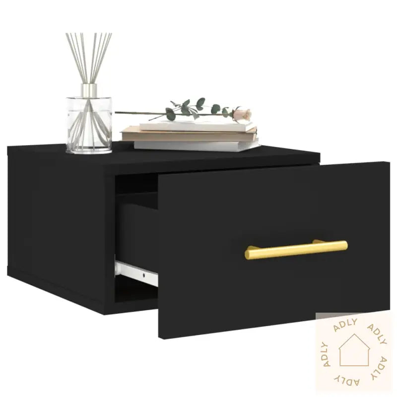 Veggmontert Nattbord Svart 35X35X20 Cm