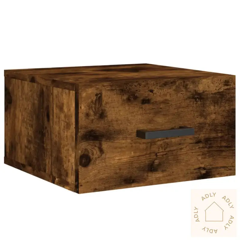 Veggmonterte Nattbord 2 Stk Røkt Eik 35X35X20 Cm