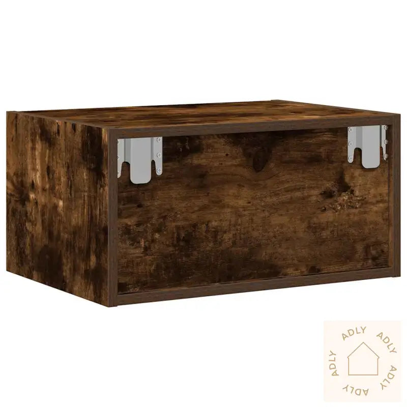 Vegghengt Nattbord Med Led-Lys Røkt Eik