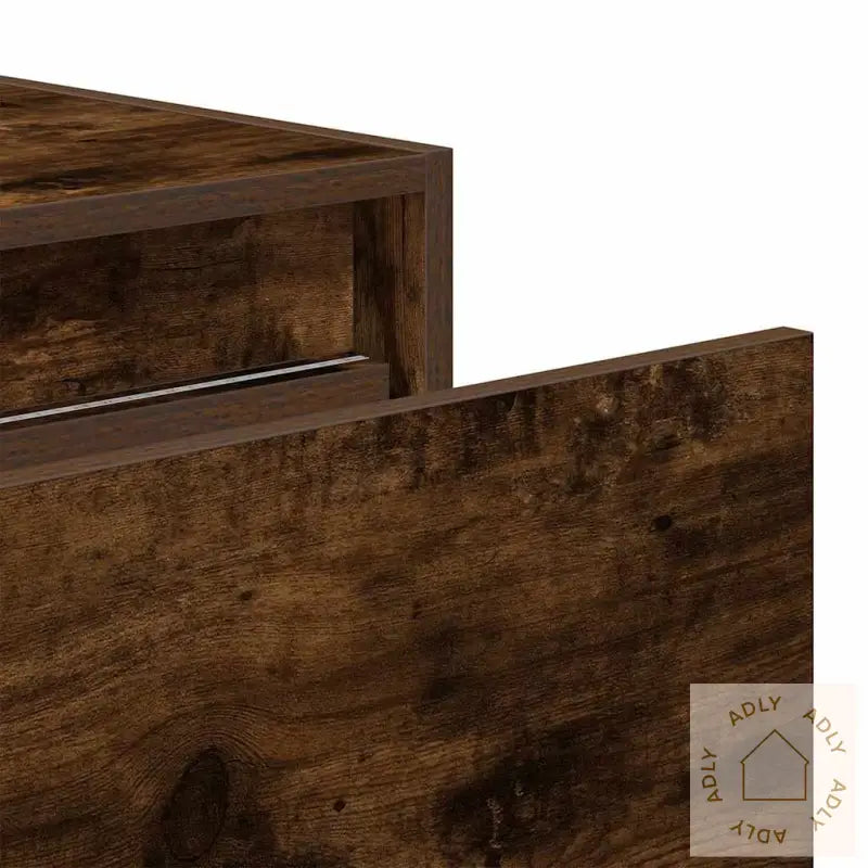 Vegghengt Nattbord Med Led-Lys Røkt Eik