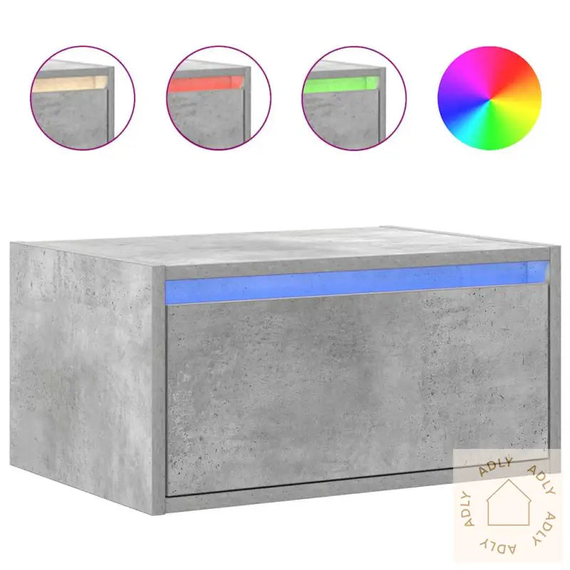 Vegghengte Nattbord Med Led-Lys 2 Stk Betonggrå