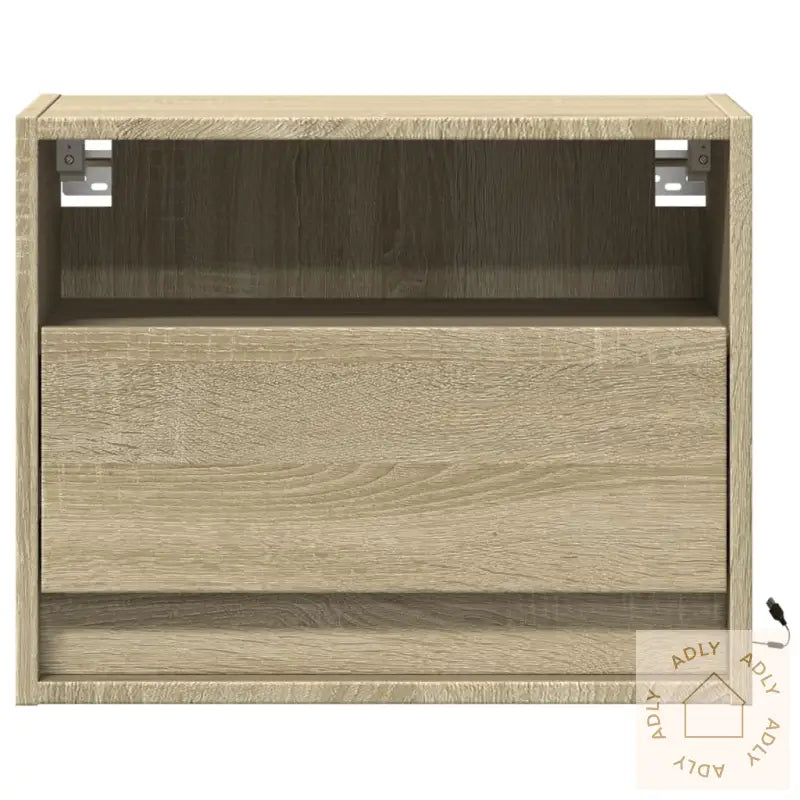 Vegghengt Nattbord Med Led-Lys Sonoma Eik