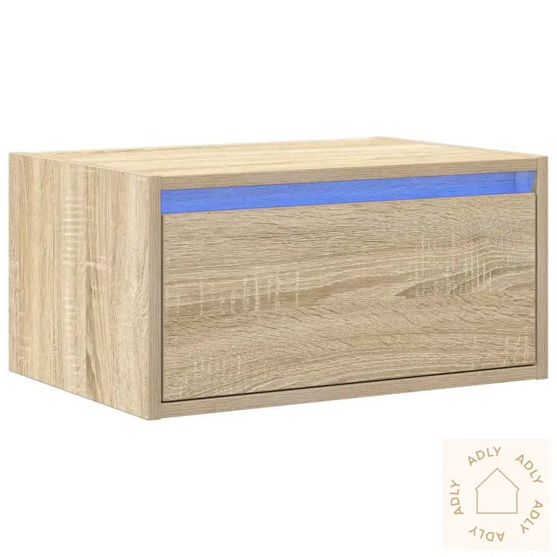 Vegghengt Nattbord Med Led-Lys Sonoma Eik