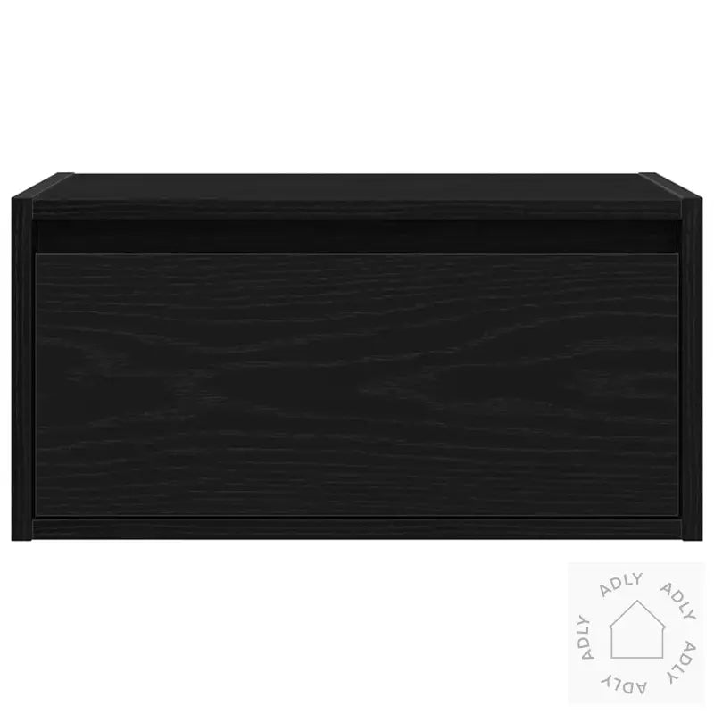 Vegghengte Nattbord Med Led-Lys 2 Stk Svart Eik