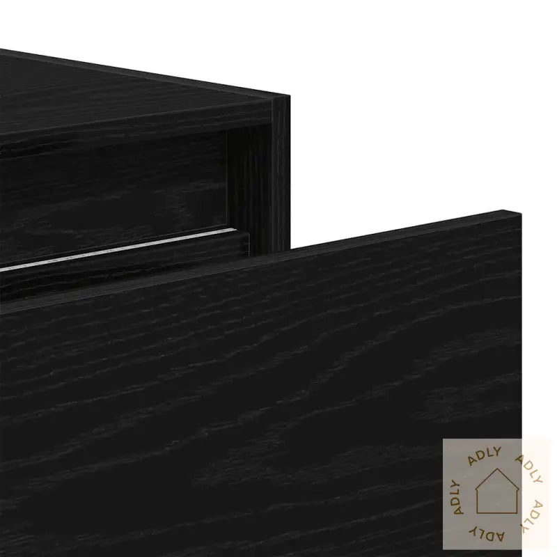 Vegghengte Nattbord Med Led-Lys 2 Stk Svart Eik