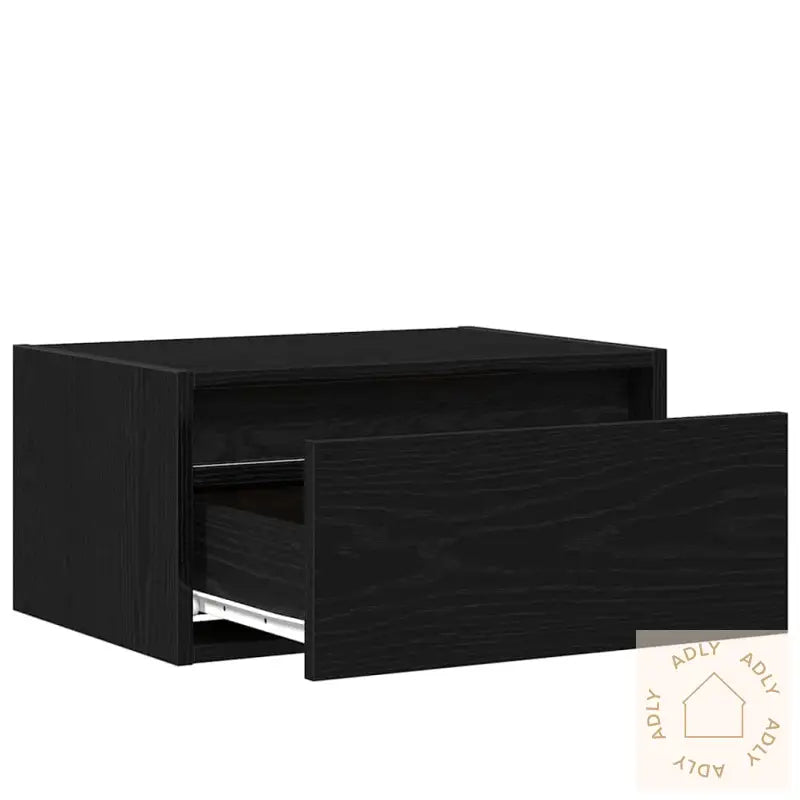 Vegghengte Nattbord Med Led-Lys 2 Stk Svart Eik