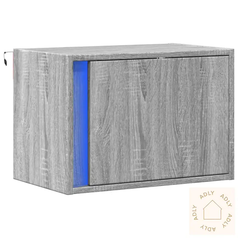 Vegghengt Nattbord Med Led-Lys Grå Sonoma