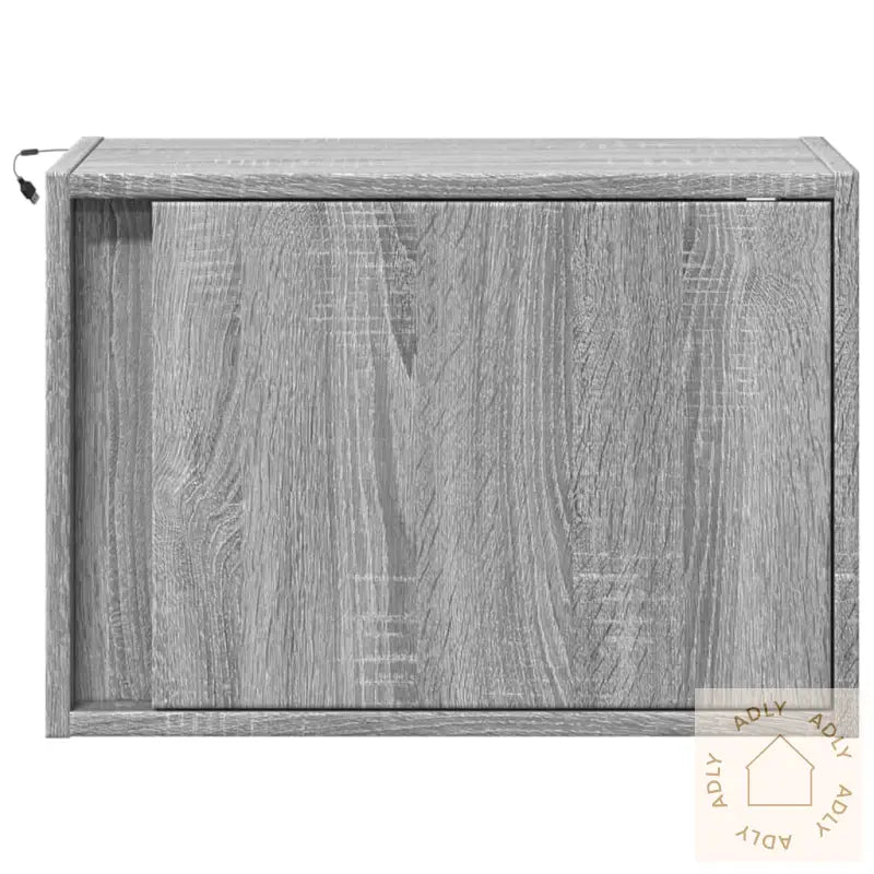 Vegghengt Nattbord Med Led-Lys Grå Sonoma