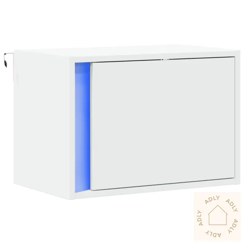 Vegghengt Nattbord Med Led-Lys Hvit