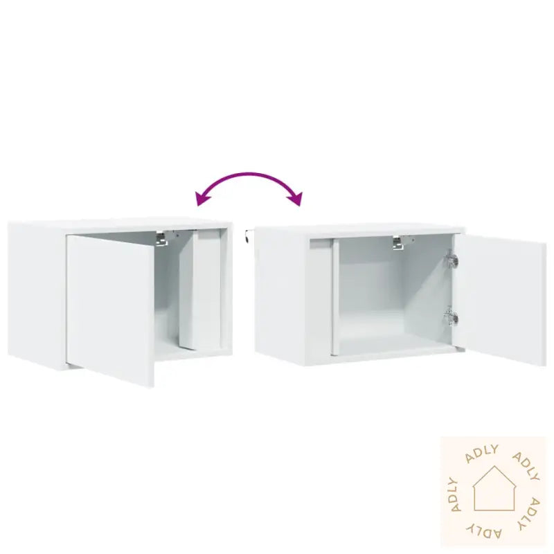 Vegghengt Nattbord Med Led-Lys Hvit