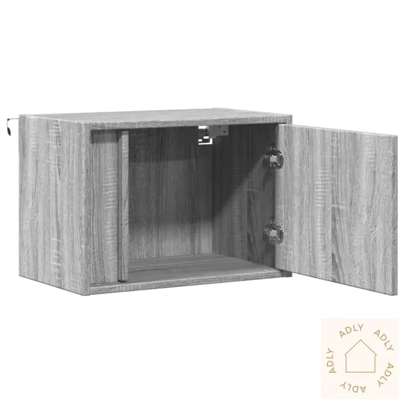 Vegghengt Nattbord Med Led-Lys Grå Sonoma