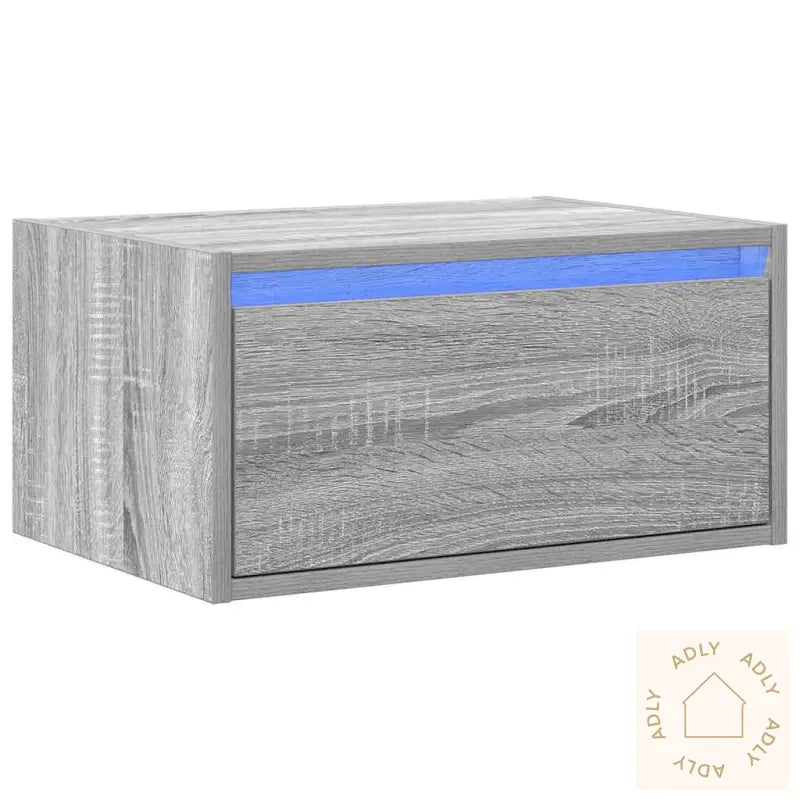 Vegghengt Nattbord Med Led-Lys Grå Sonoma