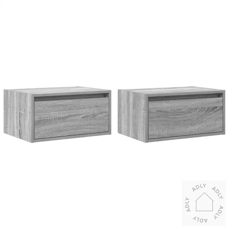 Vegghengte Nattbord Med Led-Lys 2 Stk Grå Sonoma