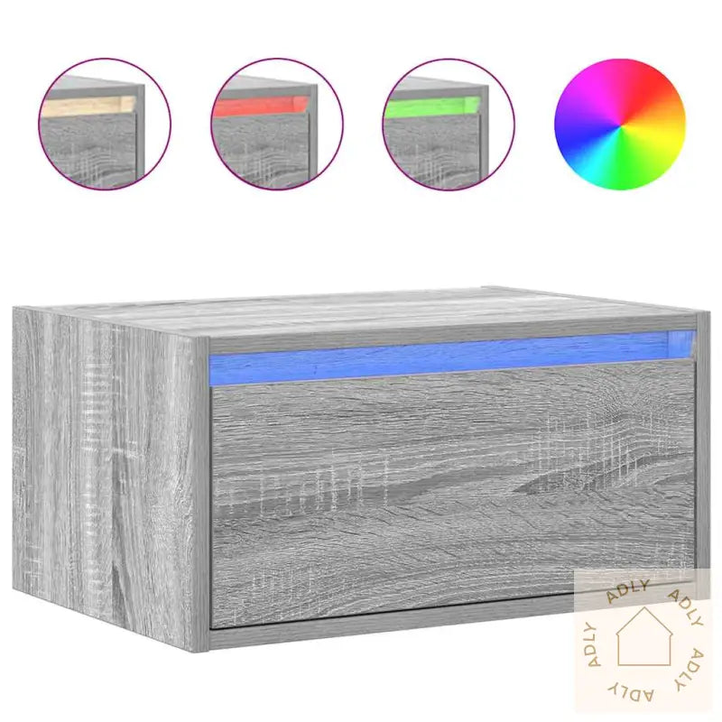 Vegghengte Nattbord Med Led-Lys 2 Stk Grå Sonoma