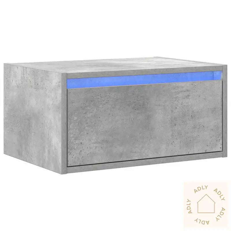 Vegghengt Nattbord Med Led-Lys Betonggrå