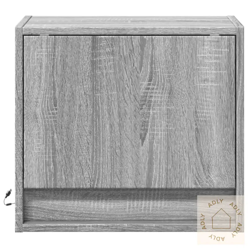 Vegghengt Nattbord Med Led-Lys Grå Sonoma