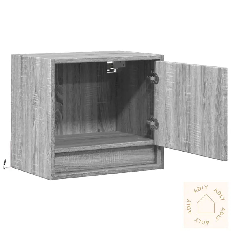 Vegghengt Nattbord Med Led-Lys Grå Sonoma