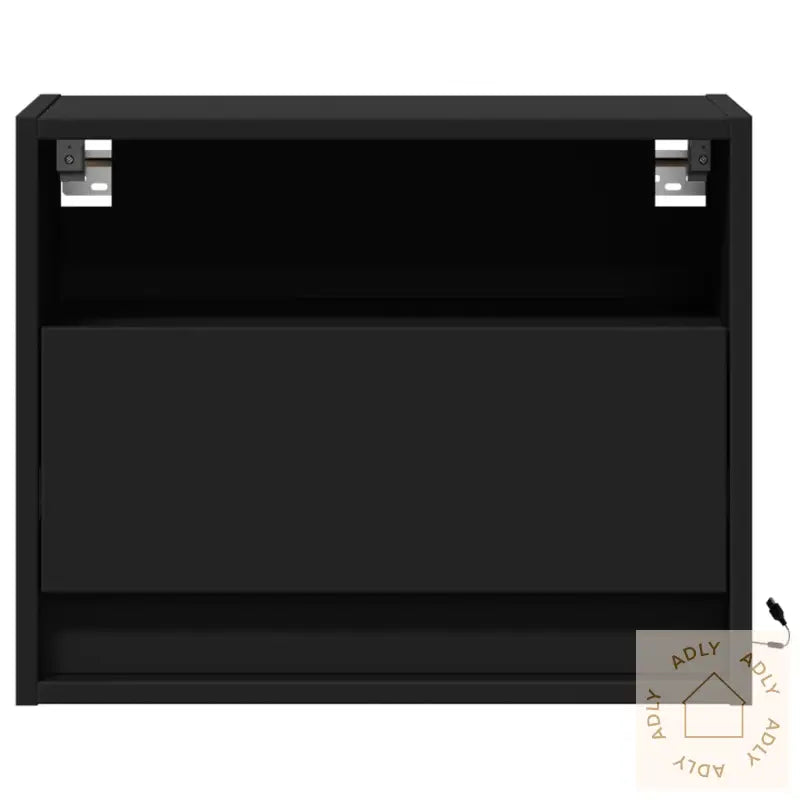 Vegghengt Nattbord Med Led-Lys Svart