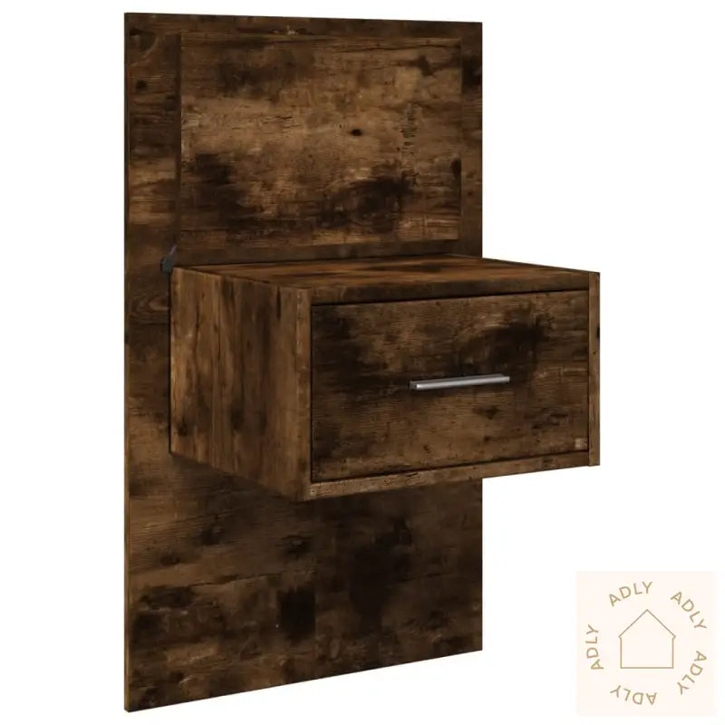 Vegghengt Nattbord Med Led-Lys Røkt Eik