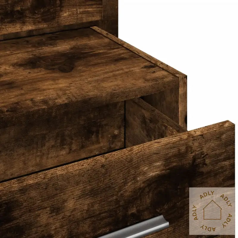 Vegghengt Nattbord Med Led-Lys Røkt Eik