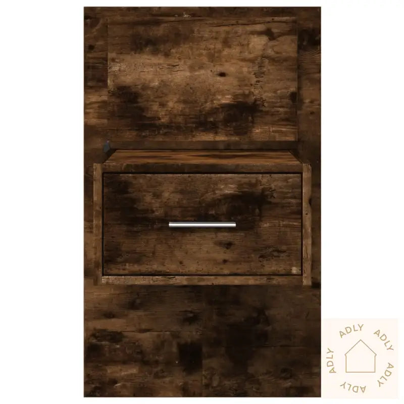 Vegghengt Nattbord Med Led-Lys Røkt Eik